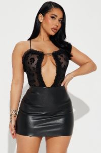 Call Me Kitty Mesh Bodysuit - Black sold by Fashion Nova