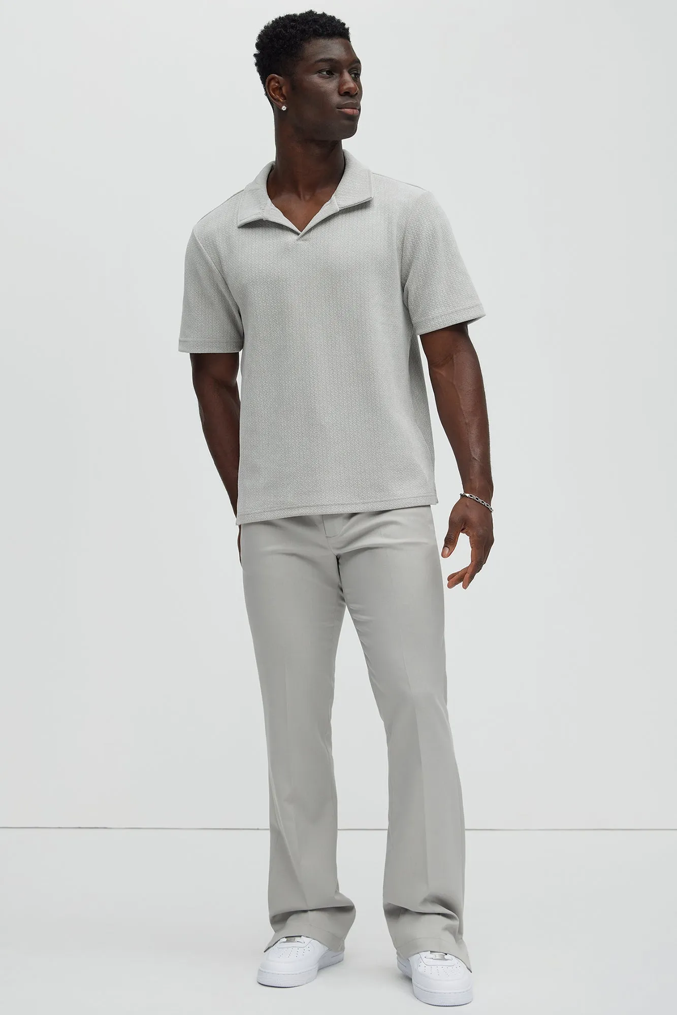 Dudley Textured Johnny Collar Shirt - Stone sold by Fashion Nova product image thumbnail 2