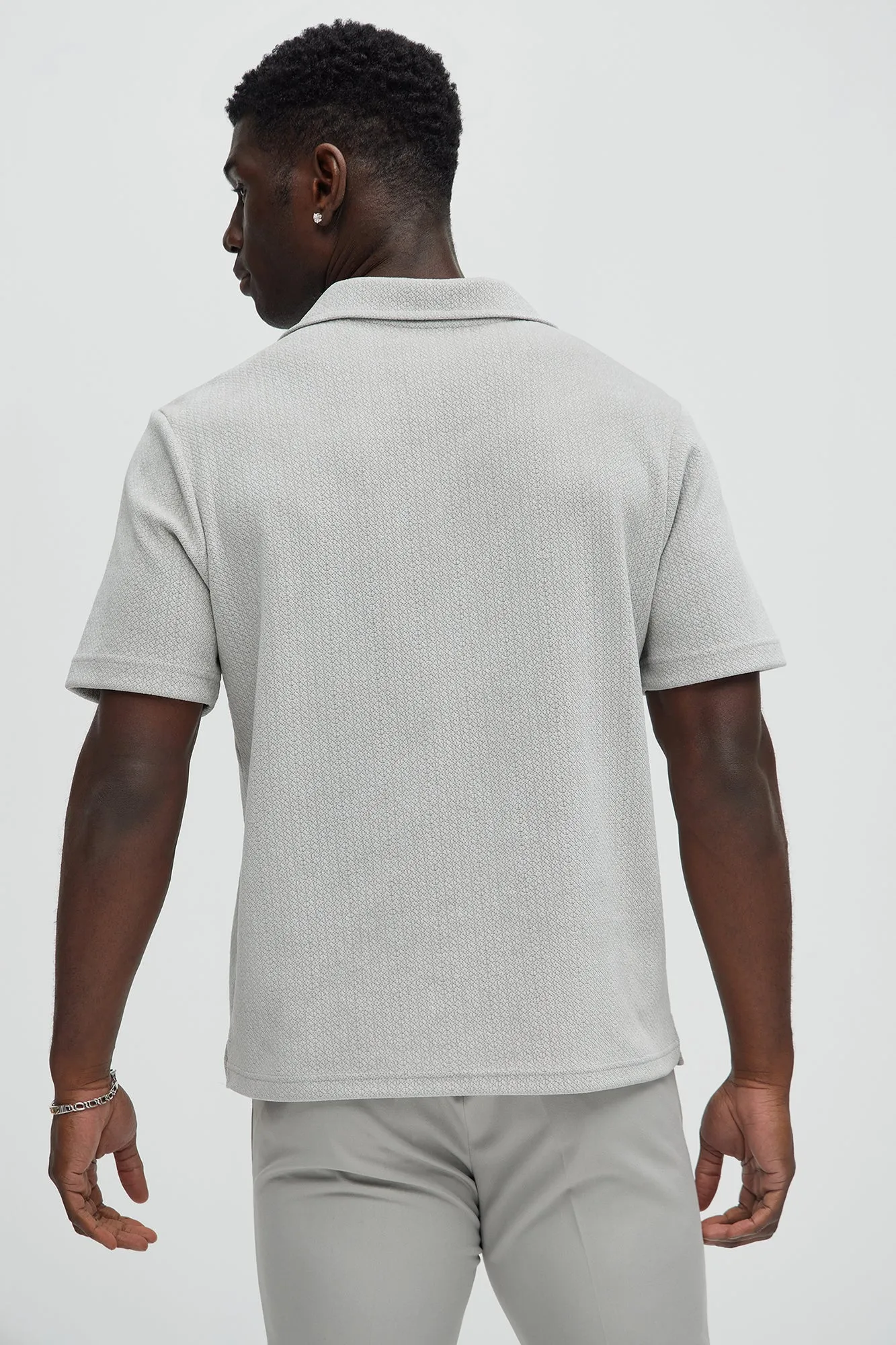 Dudley Textured Johnny Collar Shirt - Stone sold by Fashion Nova product image thumbnail 4