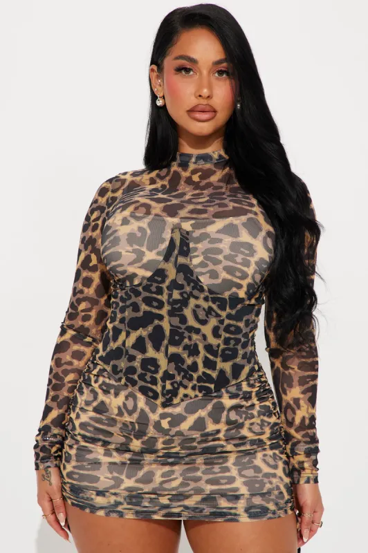 She's Wild Mesh Mini Dress Set - Leopard sold by Fashion Nova