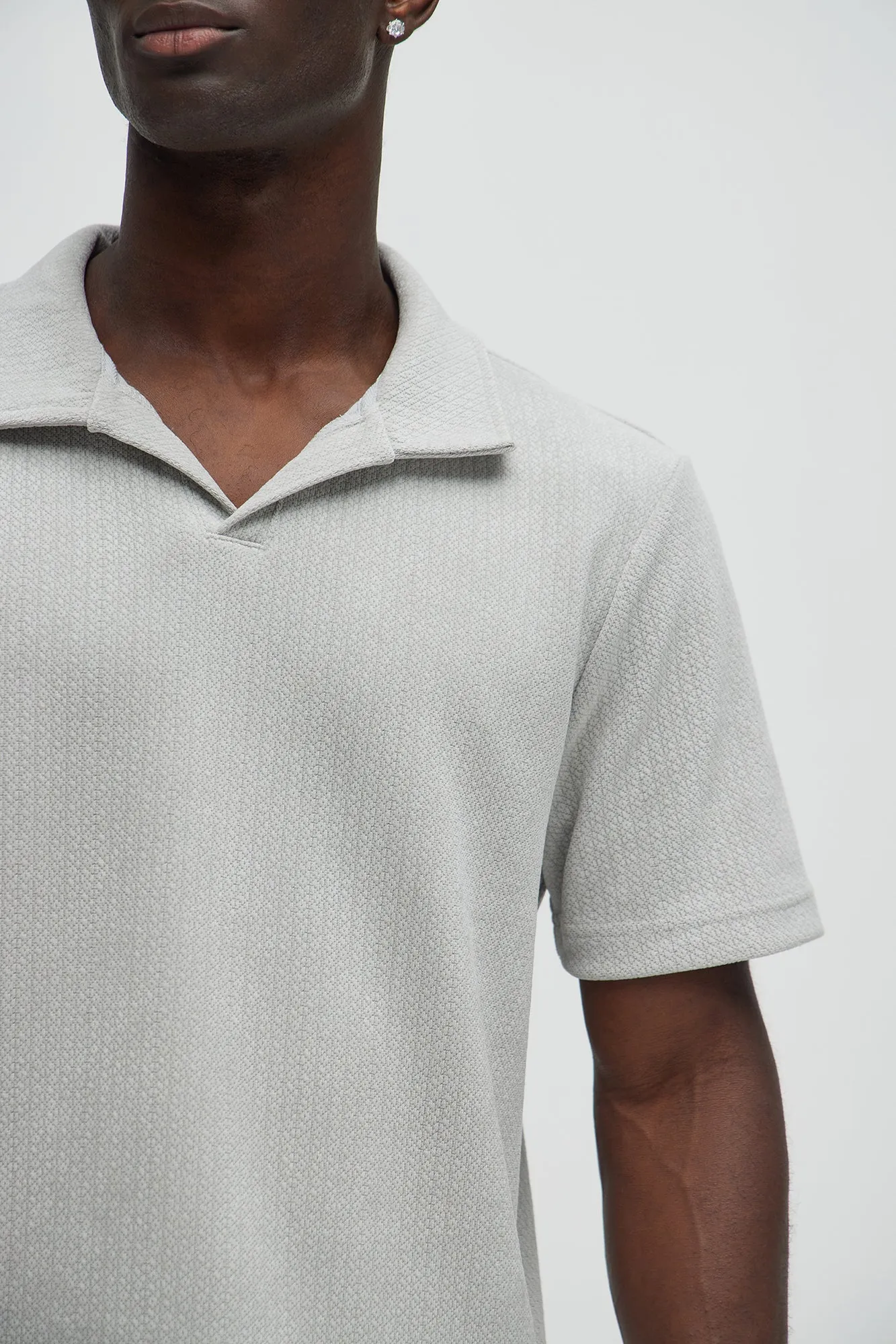 Dudley Textured Johnny Collar Shirt - Stone sold by Fashion Nova product image thumbnail 3