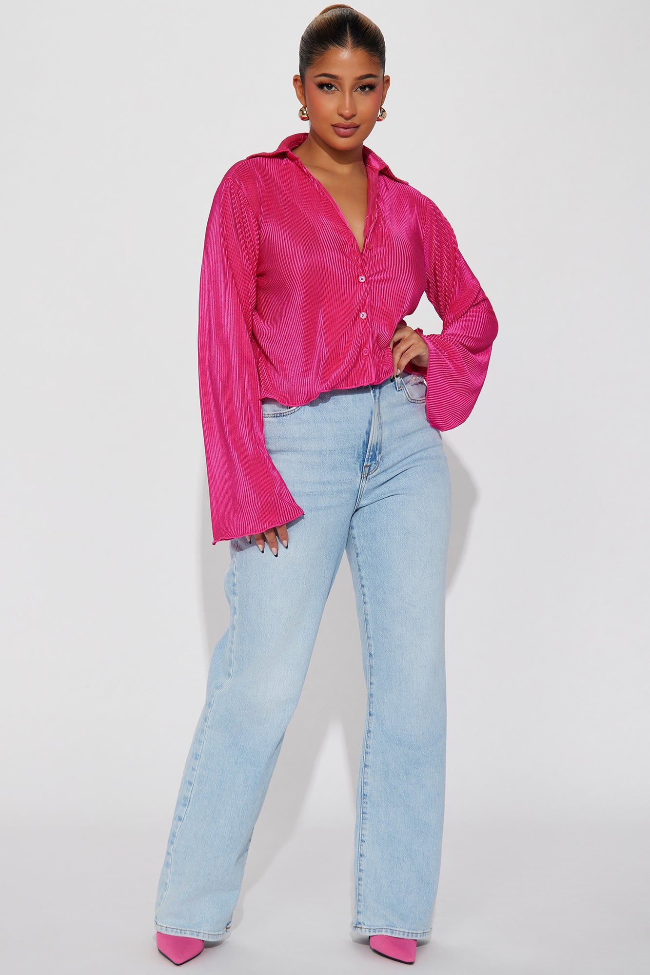 Onto Better Things Plisse Top - Fuchsia sold by Fashion Nova product image thumbnail 2