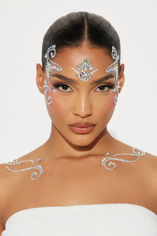 She Was A Fairy Rhinestone Face Jewel Set - Clear sold by Fashion Nova