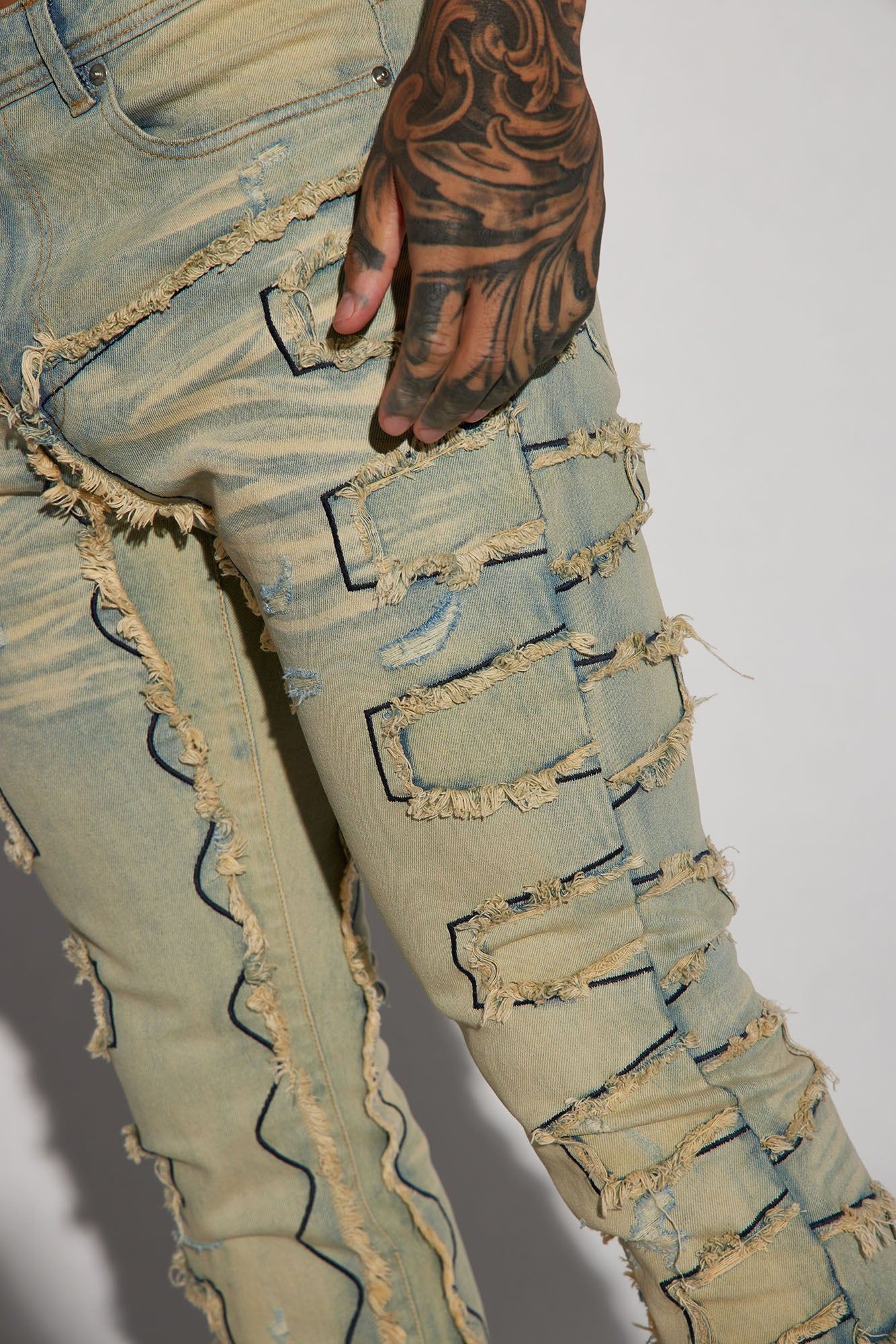 Back Up Fray Stacked Skinny Flare Jeans - Light Blue Wash sold by Fashion Nova product image thumbnail 4