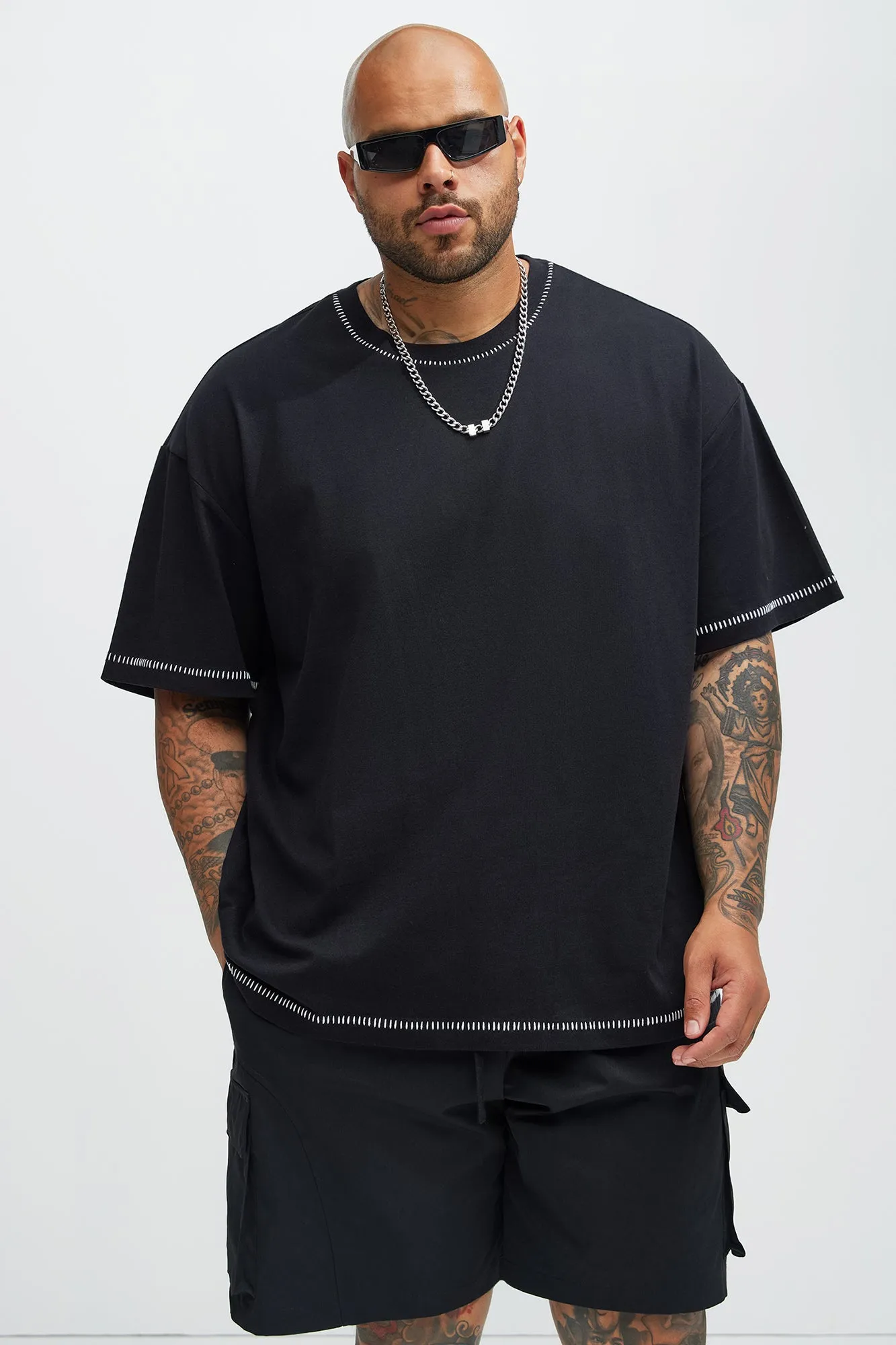 Jacob Stitch Relaxed Tee - Black sold by Fashion Nova product image thumbnail 5