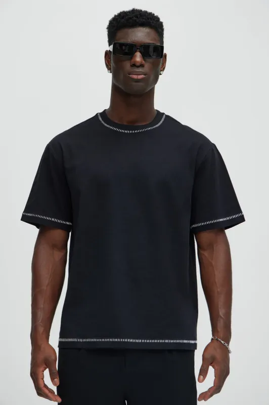 Jacob Stitch Relaxed Tee - Black sold by Fashion Nova