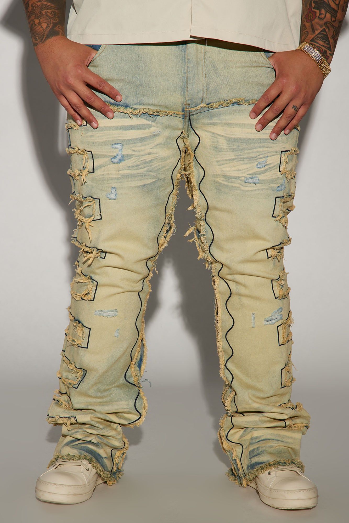 Back Up Fray Stacked Skinny Flare Jeans - Light Blue Wash sold by Fashion Nova product image thumbnail 2