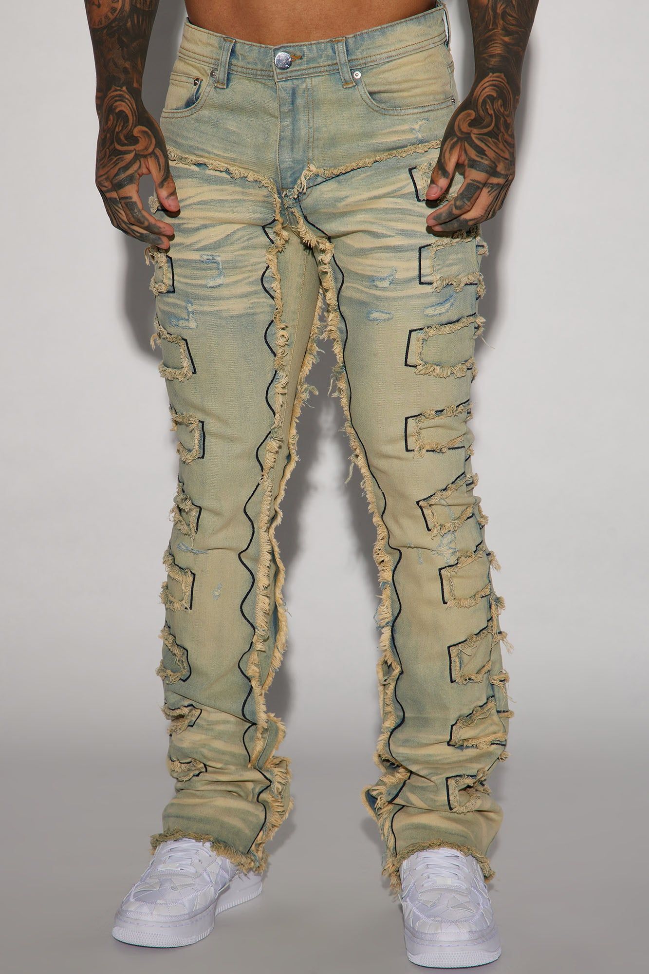 Back Up Fray Stacked Skinny Flare Jeans - Light Blue Wash sold by Fashion Nova product image thumbnail 5