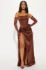 Teagan Satin Maxi Dress Set - Chocolate sold by Fashion Nova