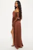Teagan Satin Maxi Dress Set - Chocolate sold by Fashion Nova