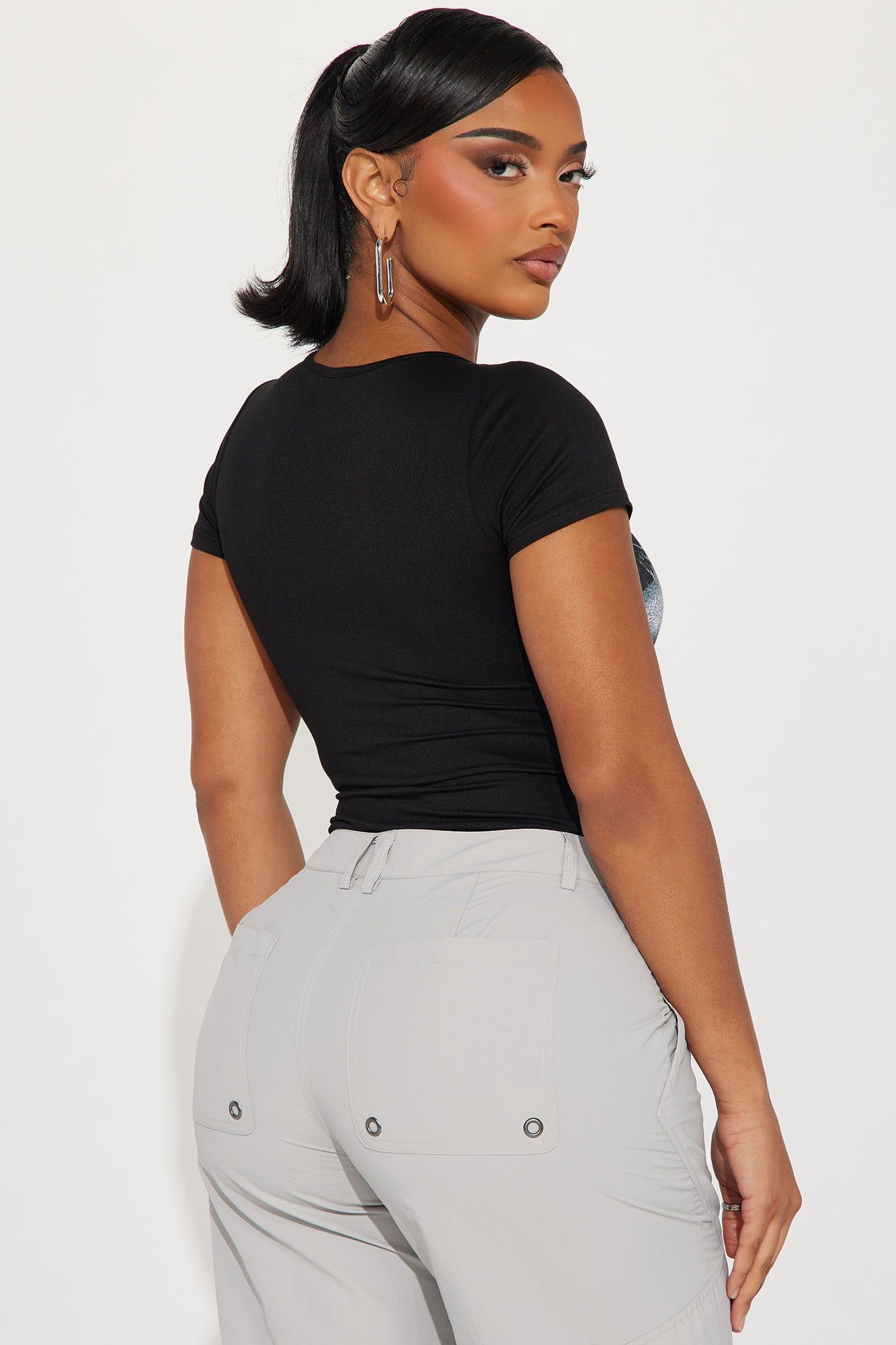 Simple Pleasures Short Sleeve Bodysuit - Black/combo sold by Fashion Nova product image thumbnail 4