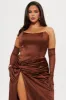 Teagan Satin Maxi Dress Set - Chocolate sold by Fashion Nova