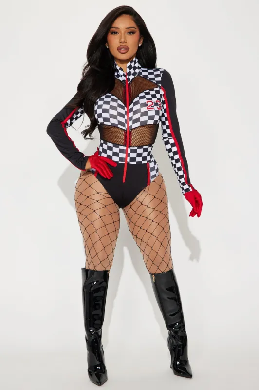 Race To Win Racer 2 Piece Costume Set - White/combo sold by Fashion Nova
