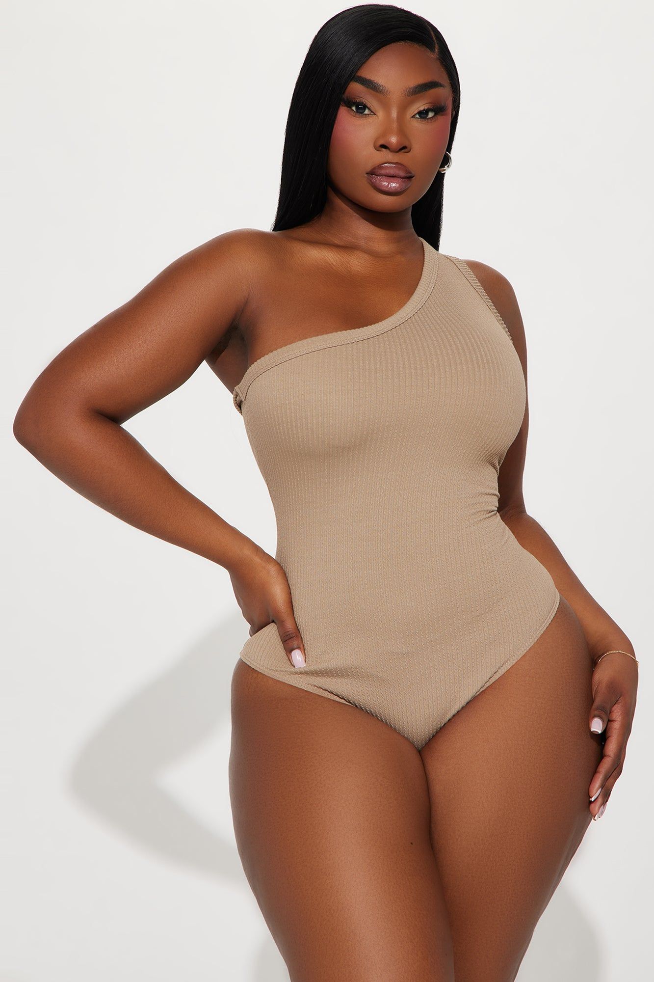 Good Energy One Shoulder Bodysuit - Taupe sold by Fashion Nova product image thumbnail 5
