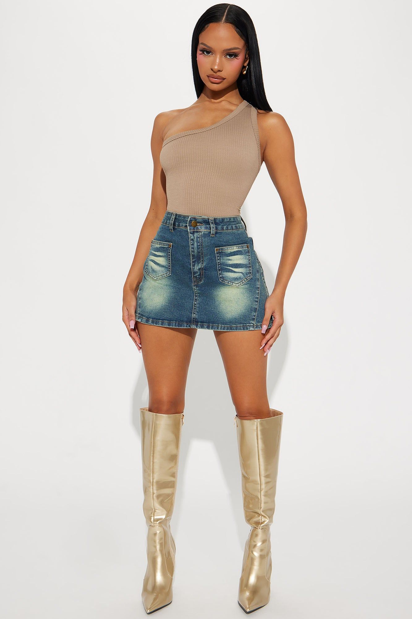 Good Energy One Shoulder Bodysuit - Taupe sold by Fashion Nova product image thumbnail 2