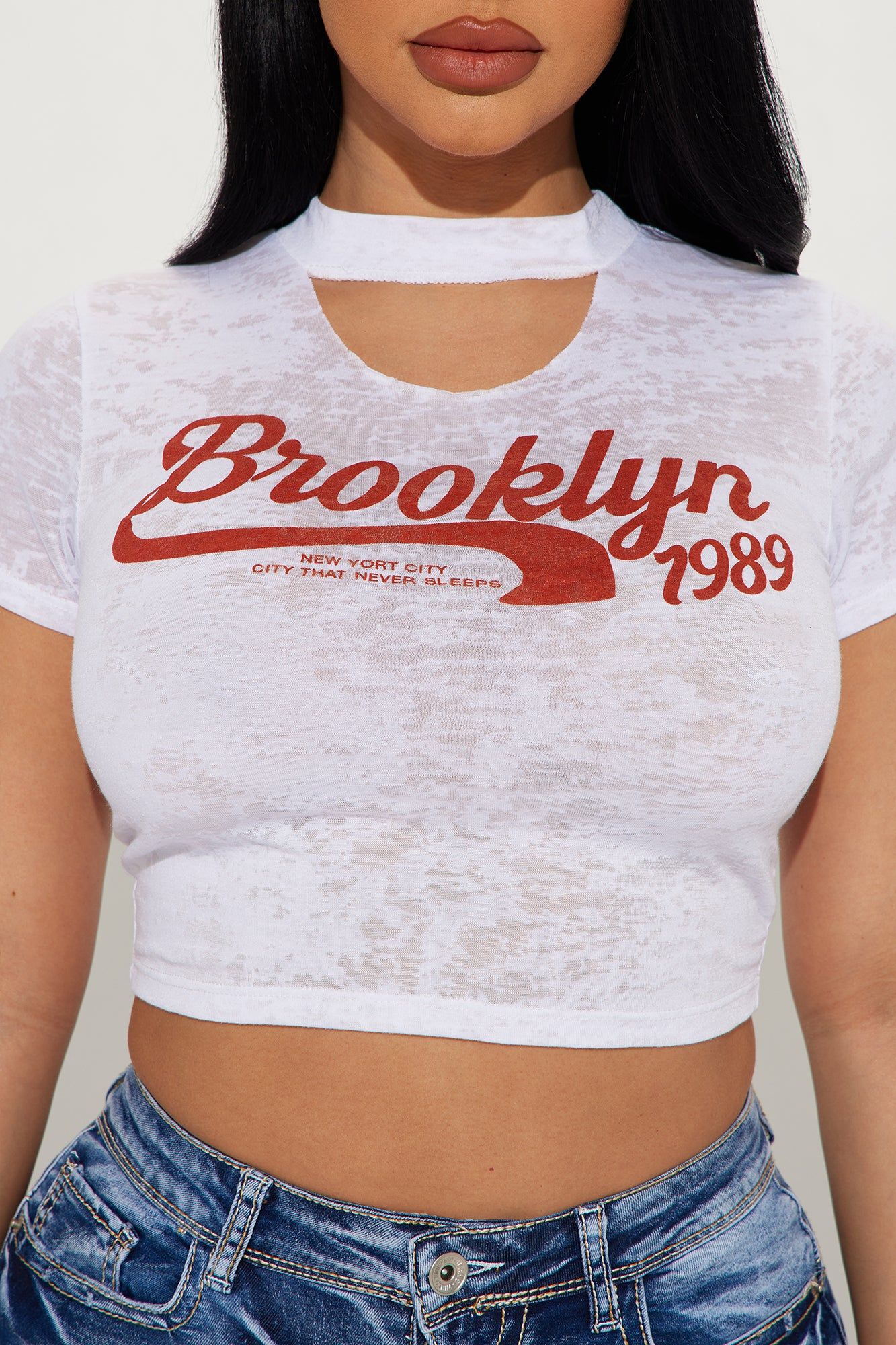 Brooklyn Distressed Tee - White sold by Fashion Nova product image thumbnail 3