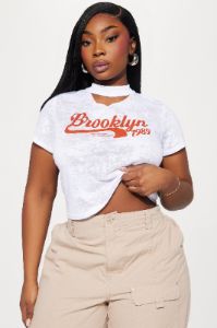 Brooklyn Distressed Tee - White sold by Fashion Nova