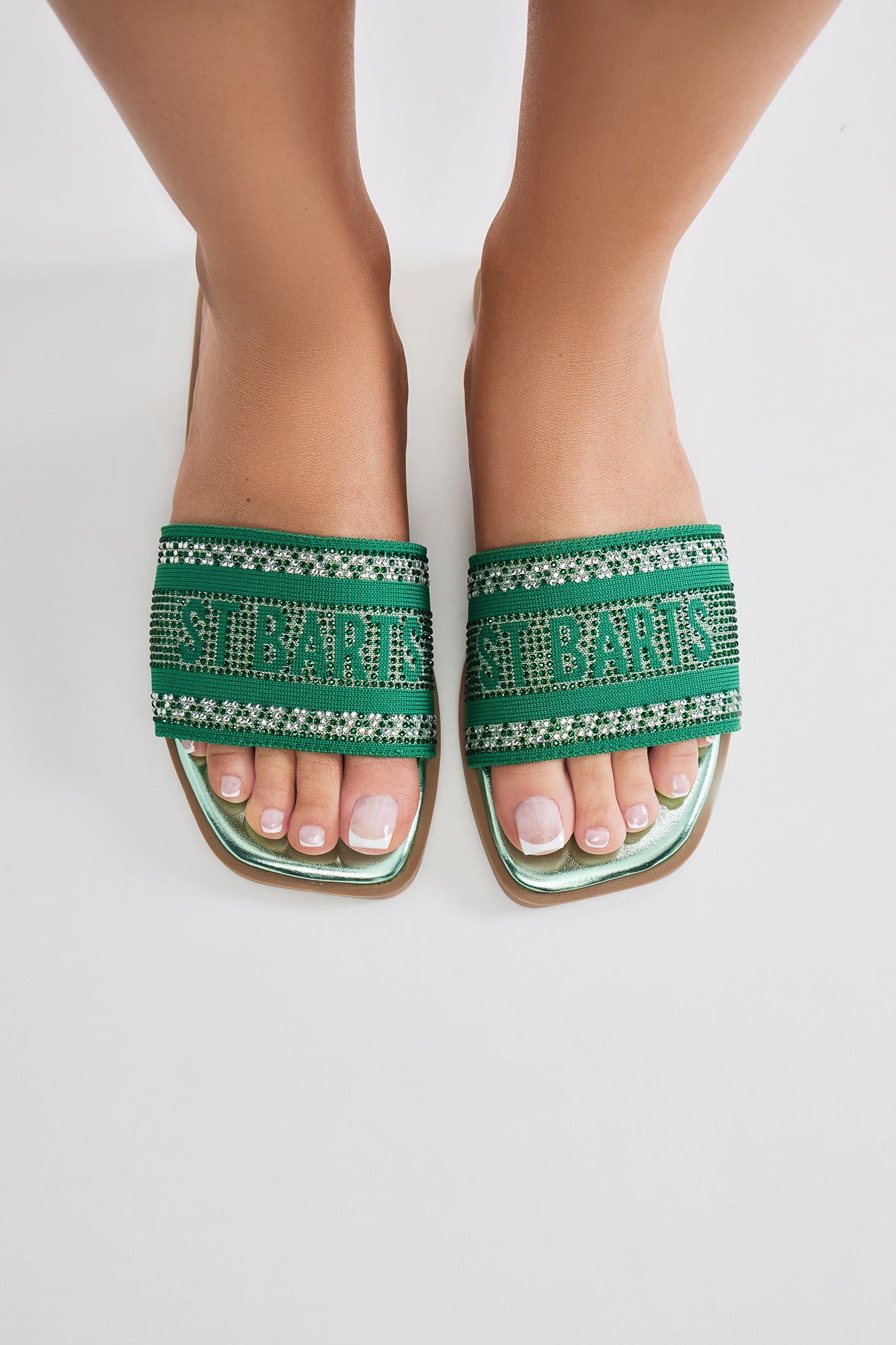 What A View Embellished Flat Sandals - Silver/Green sold by Fashion Nova product image thumbnail 4