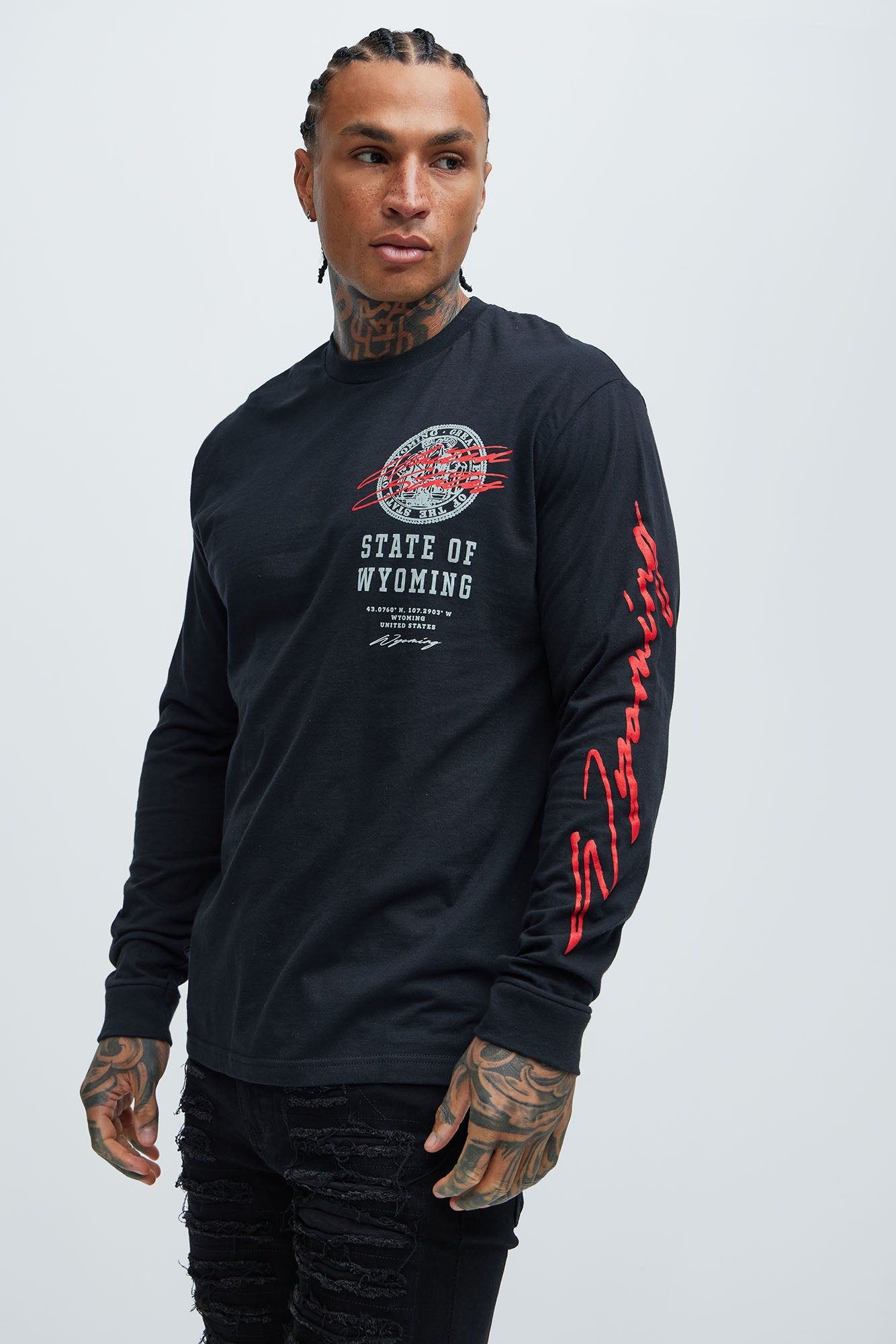 State Of Wyoming Long Sleeve Tee - Black sold by Fashion Nova product image thumbnail 2