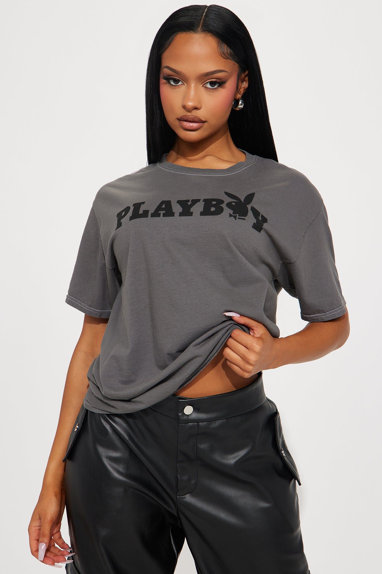 Playmate of The Year Graphic Tee - Grey sold by Fashion Nova