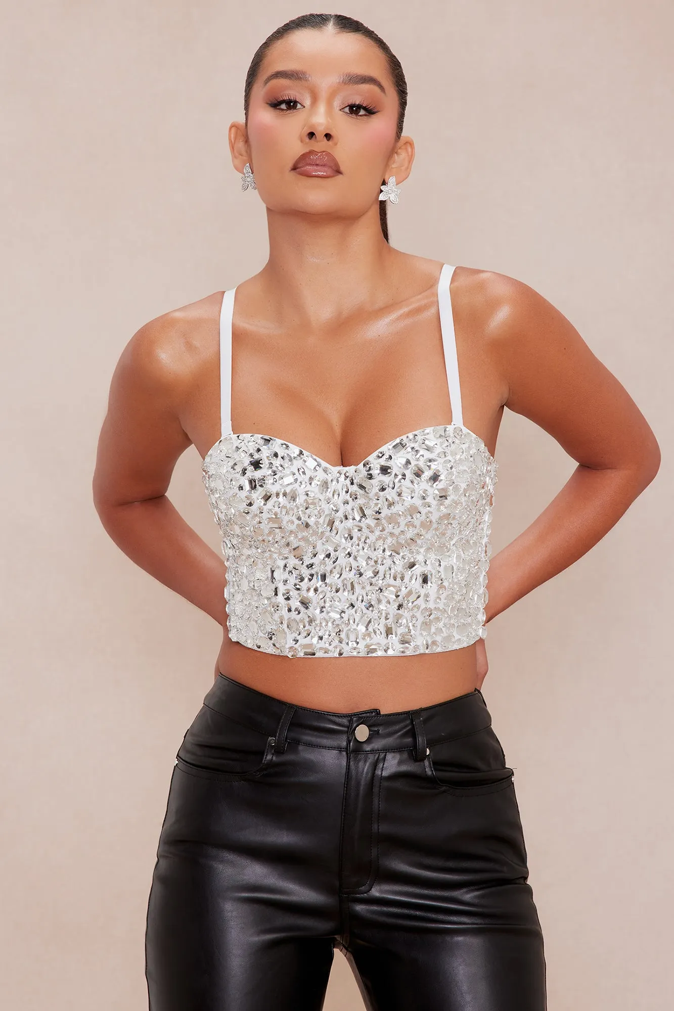 Bianca Embellished Bustier - White sold by Fashion Nova