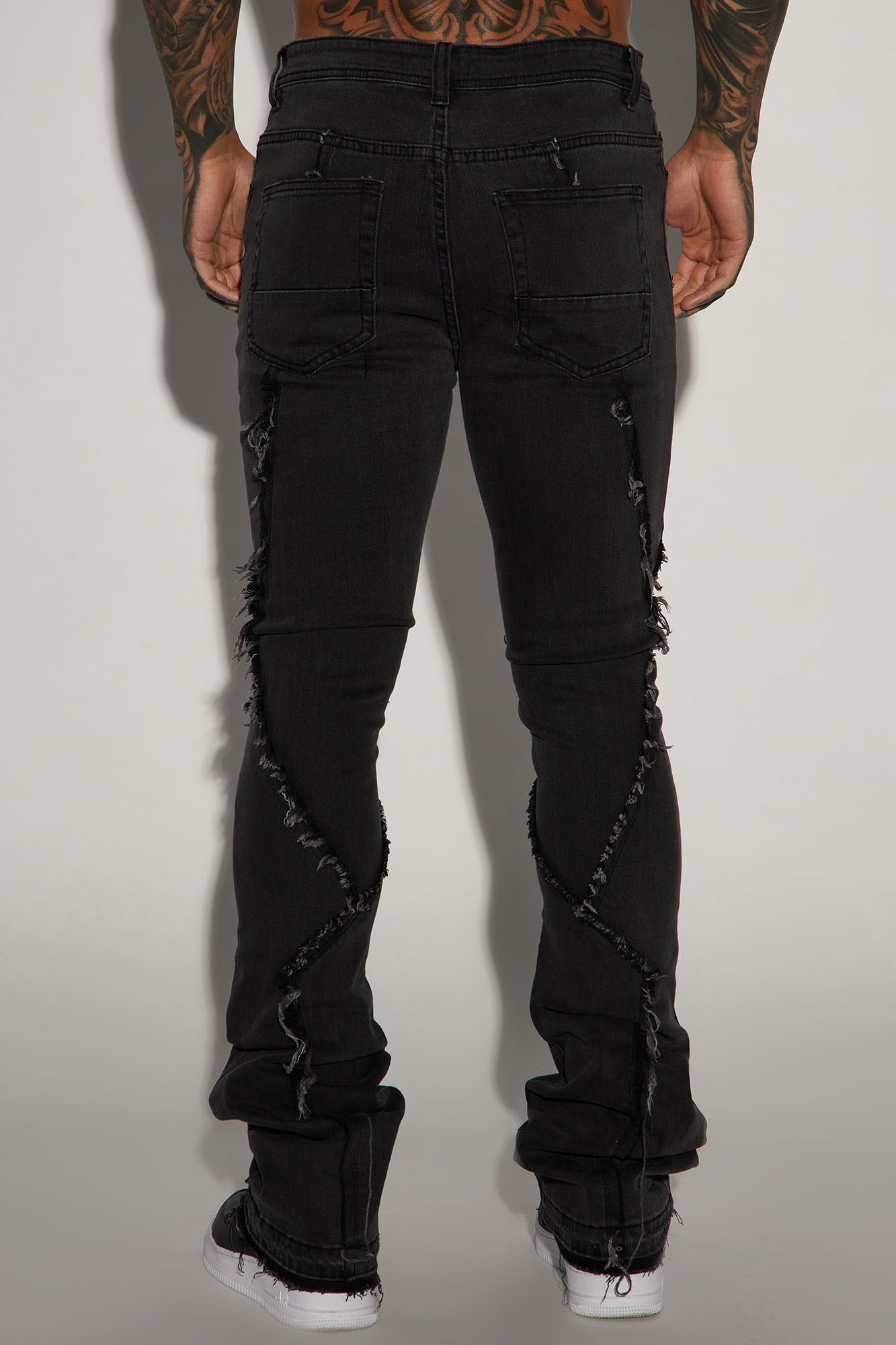 Want To Fray Stacked Skinny Flare Jeans - Black sold by Fashion Nova product image thumbnail 5