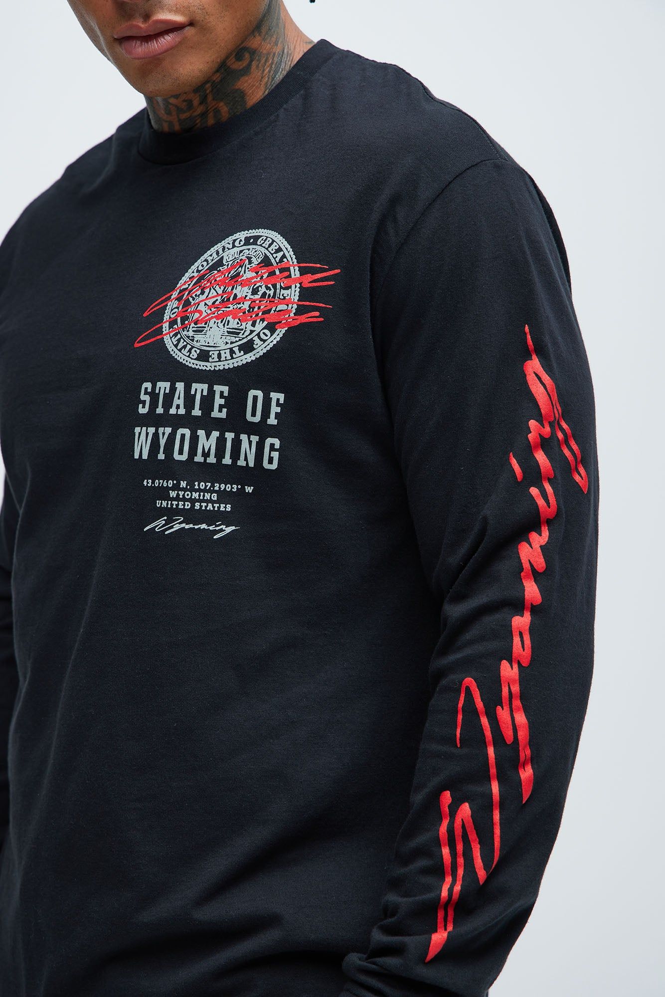 State Of Wyoming Long Sleeve Tee - Black sold by Fashion Nova product image thumbnail 4