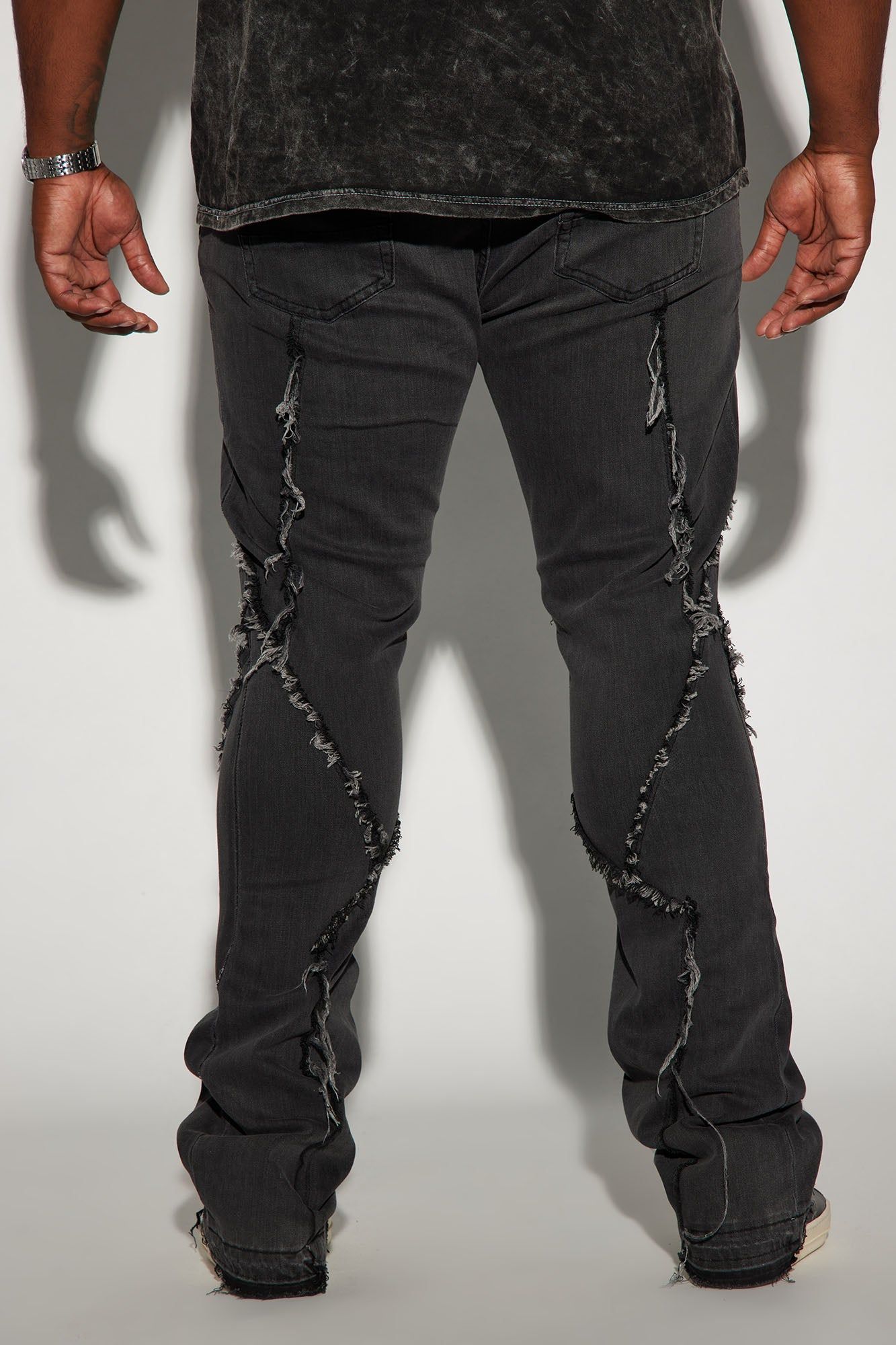 Want To Fray Stacked Skinny Flare Jeans - Black sold by Fashion Nova product image thumbnail 7