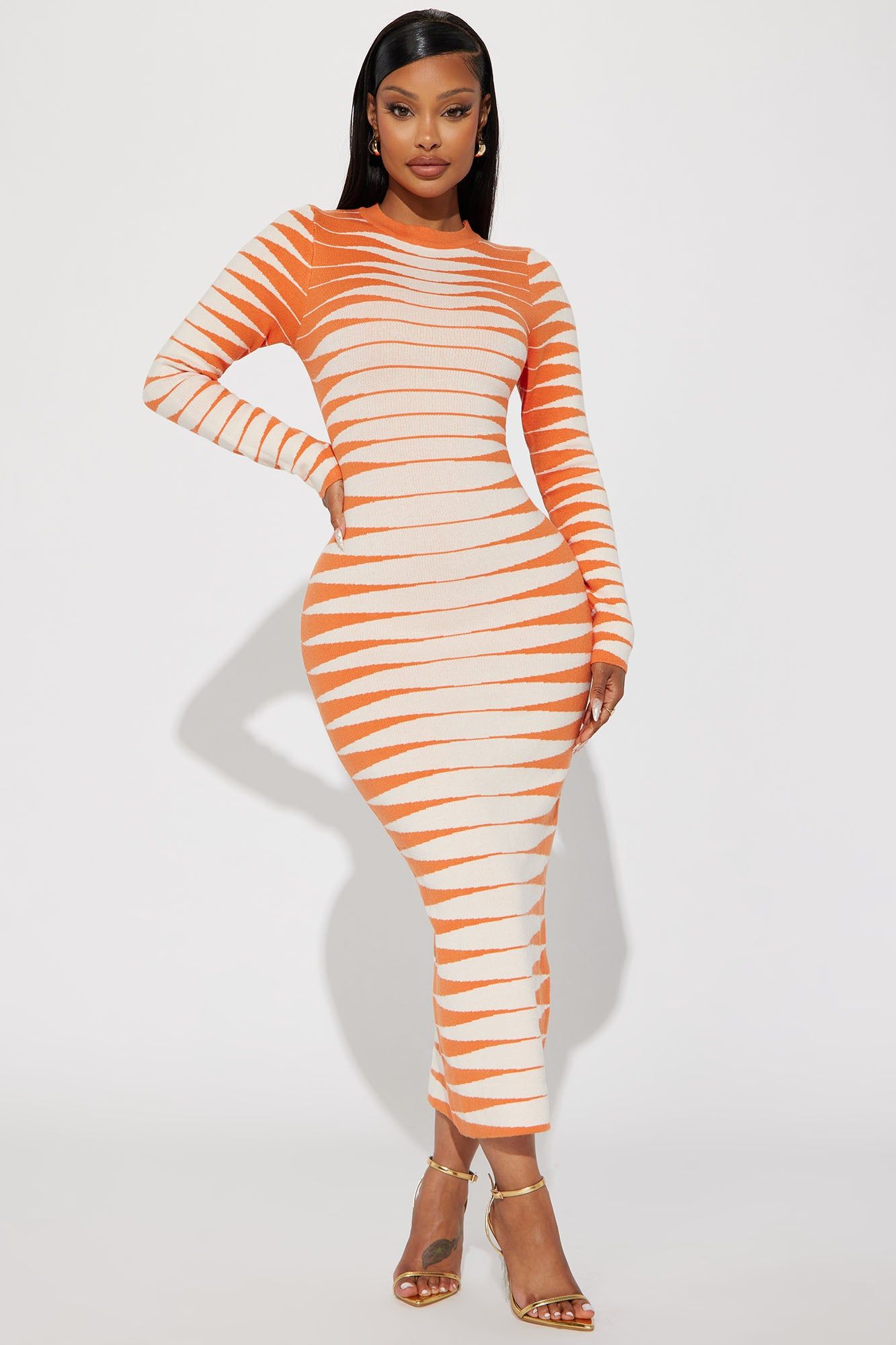 Margo Sweater Maxi Dress - Orange sold by Fashion Nova