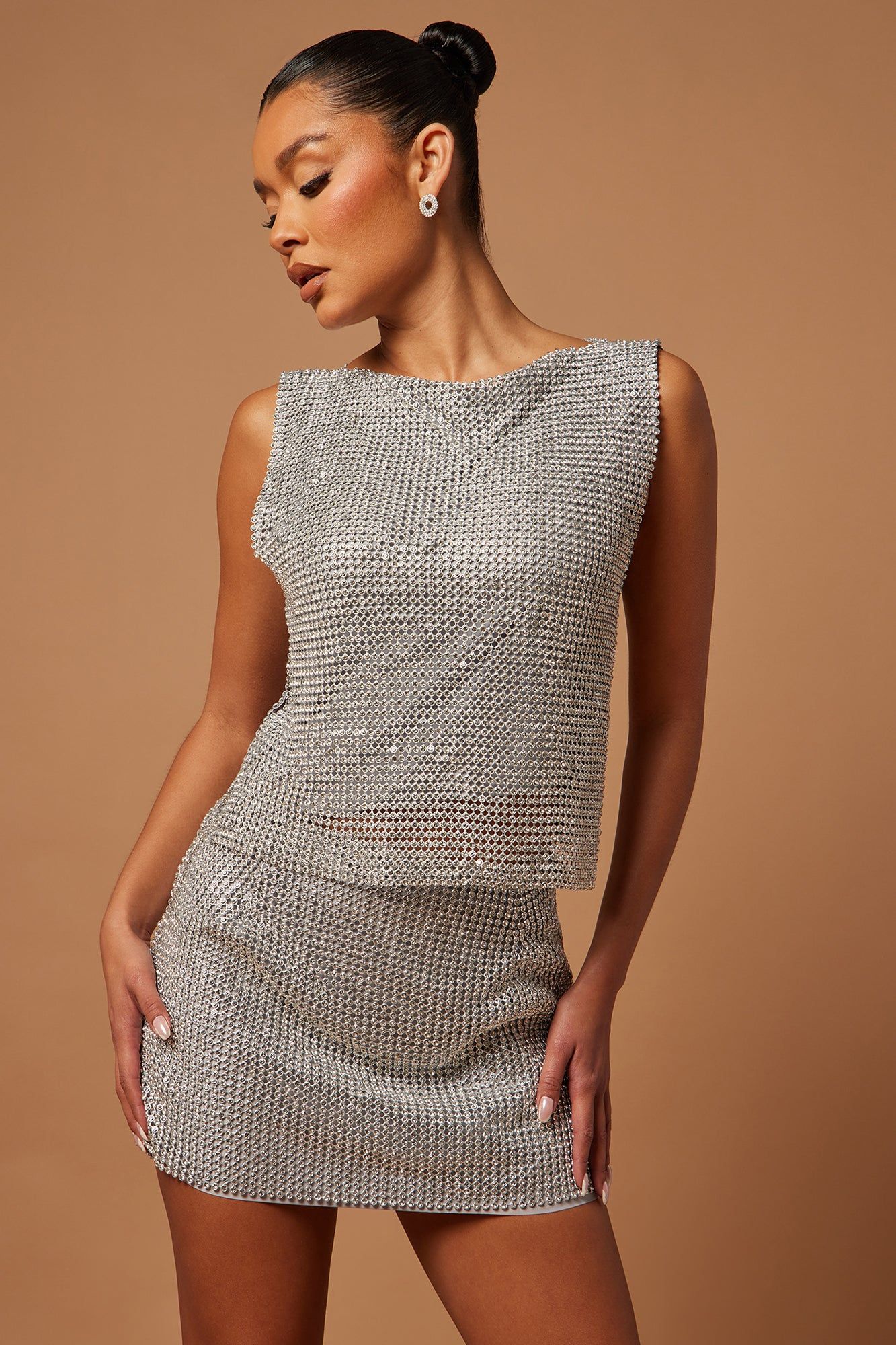 Joanna Rhinestone Chainmail Top - Silver sold by Fashion Nova product image thumbnail 2
