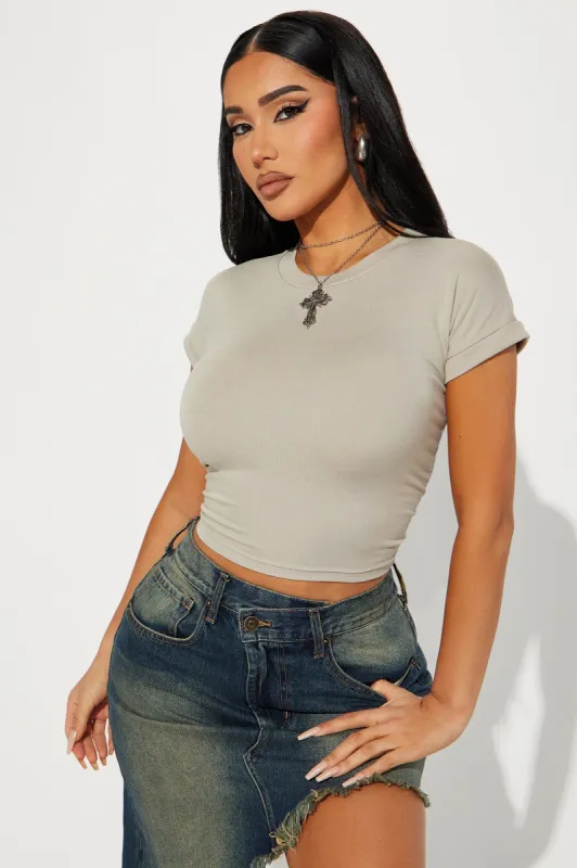 Riley Ruched Tee - Stone sold by Fashion Nova