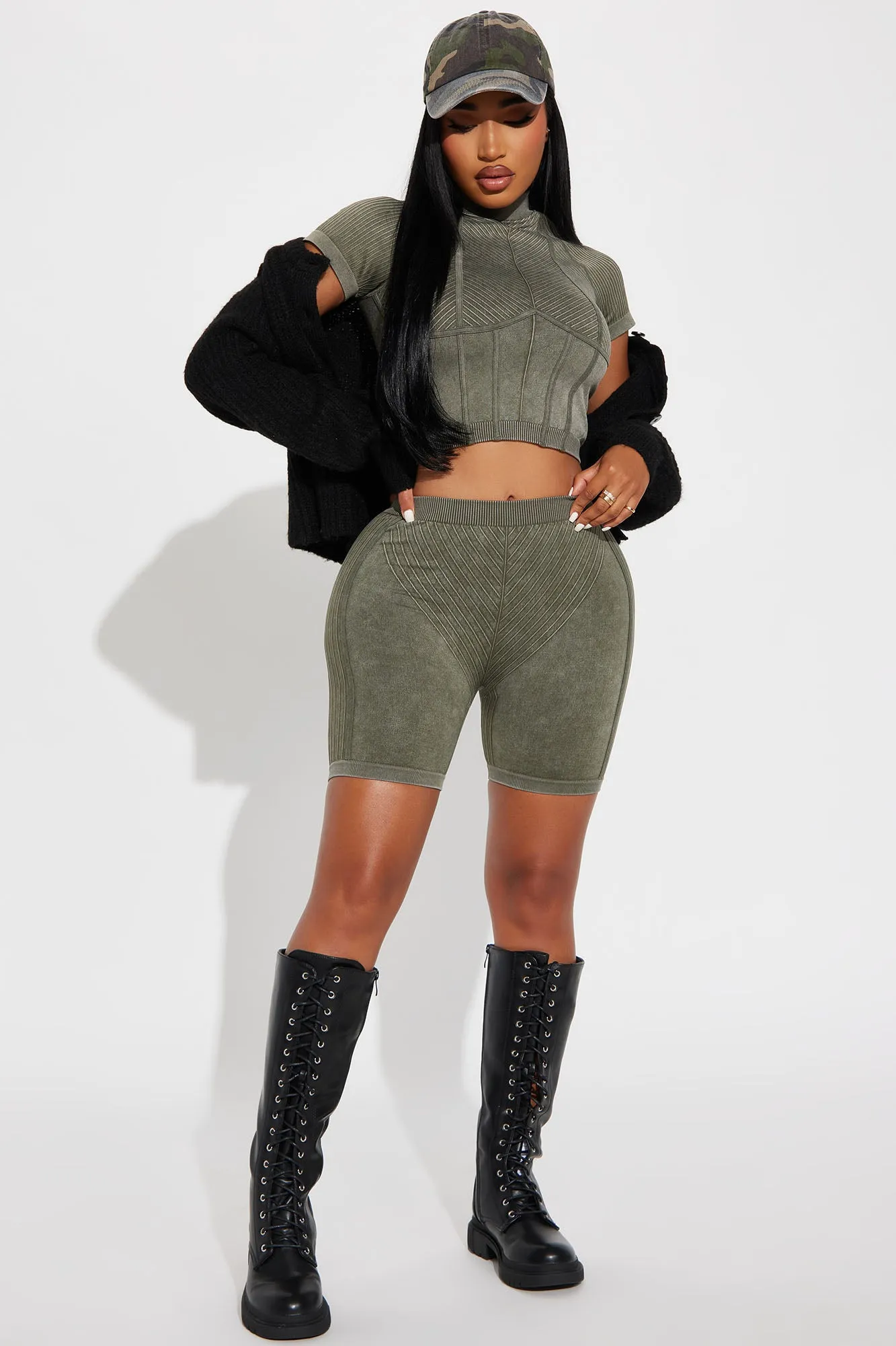 Hiking Hottie Washed Seamless Active Set - Olive sold by Fashion Nova product image thumbnail 3
