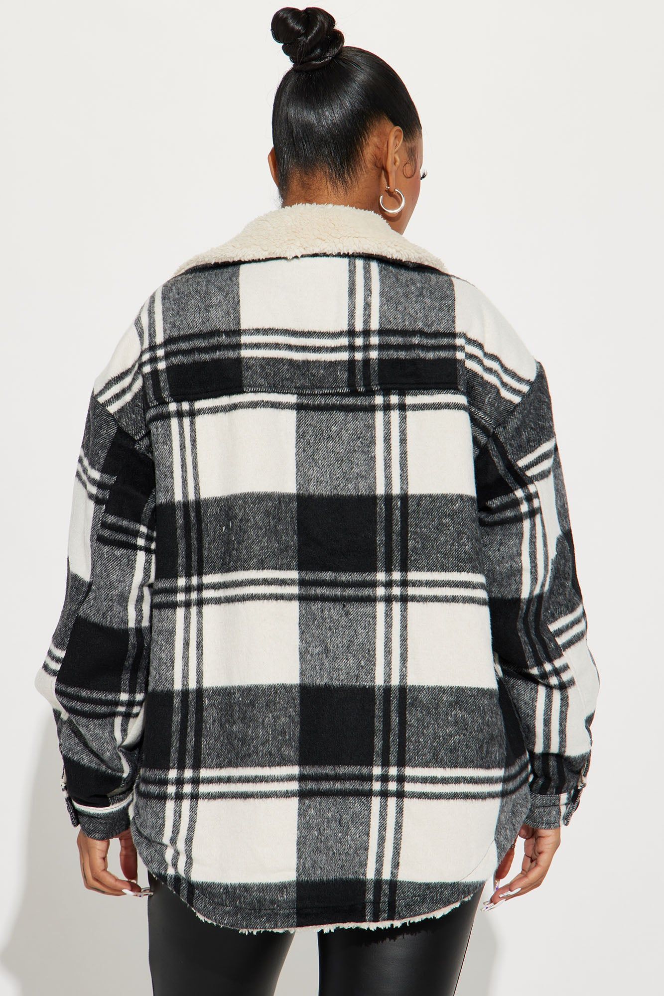 Down The Line Plaid Shacket - Black/combo sold by Fashion Nova product image thumbnail 3