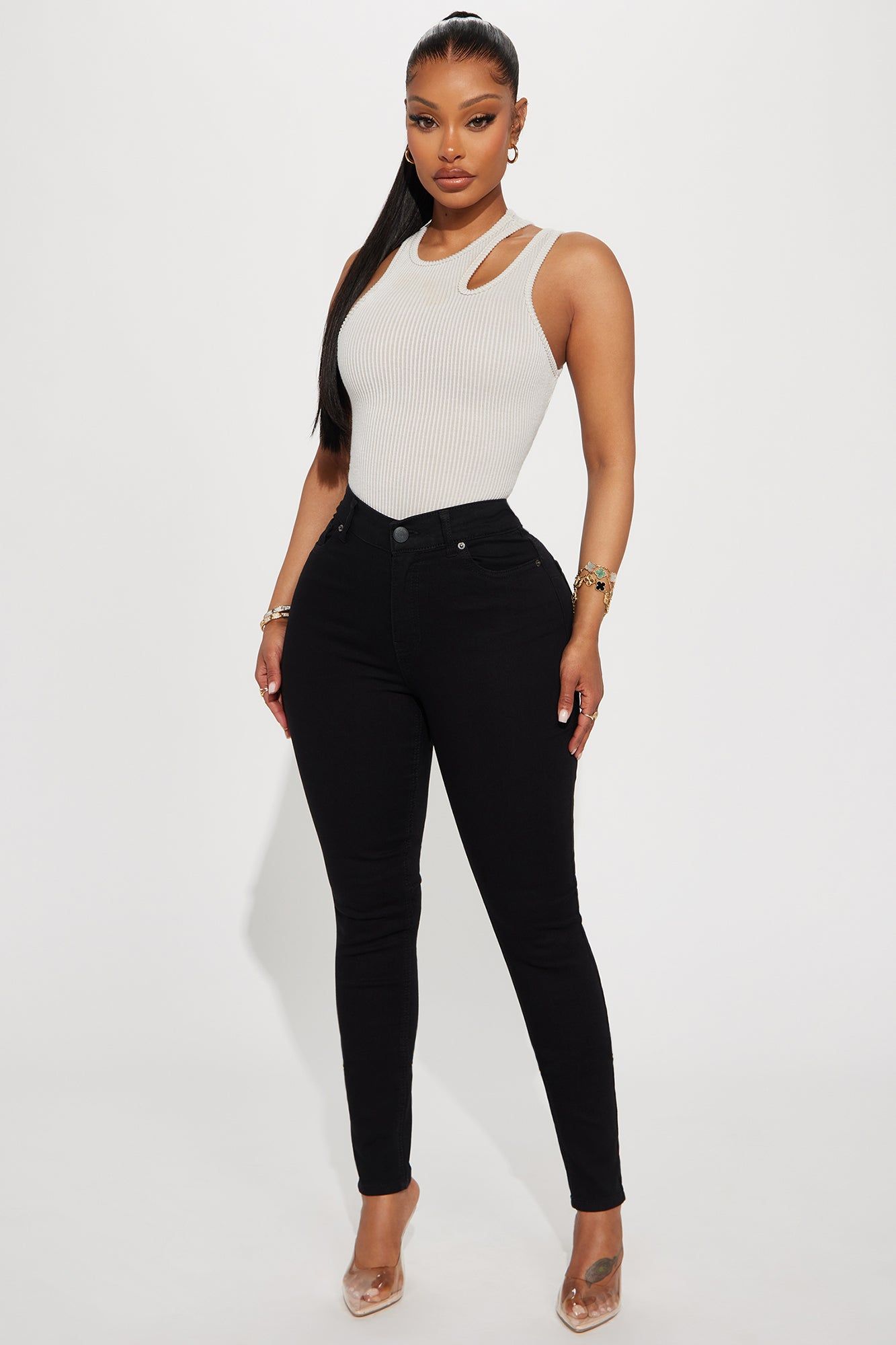 Always Involved Booty Lifting Stretch Skinny Jeans - Black sold by Fashion Nova