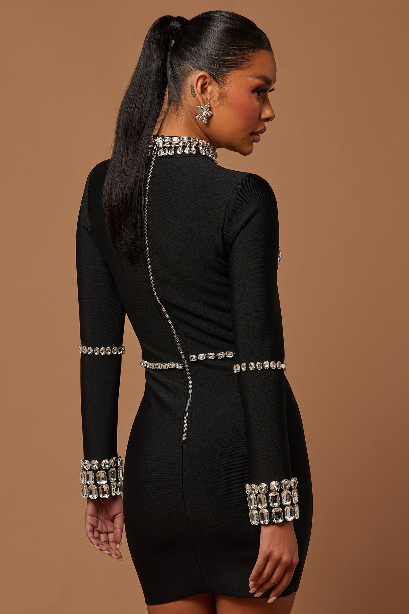 Amelia Embellished Mini Dress - Black sold by Fashion Nova product image thumbnail 3