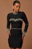 Amelia Embellished Mini Dress - Black sold by Fashion Nova