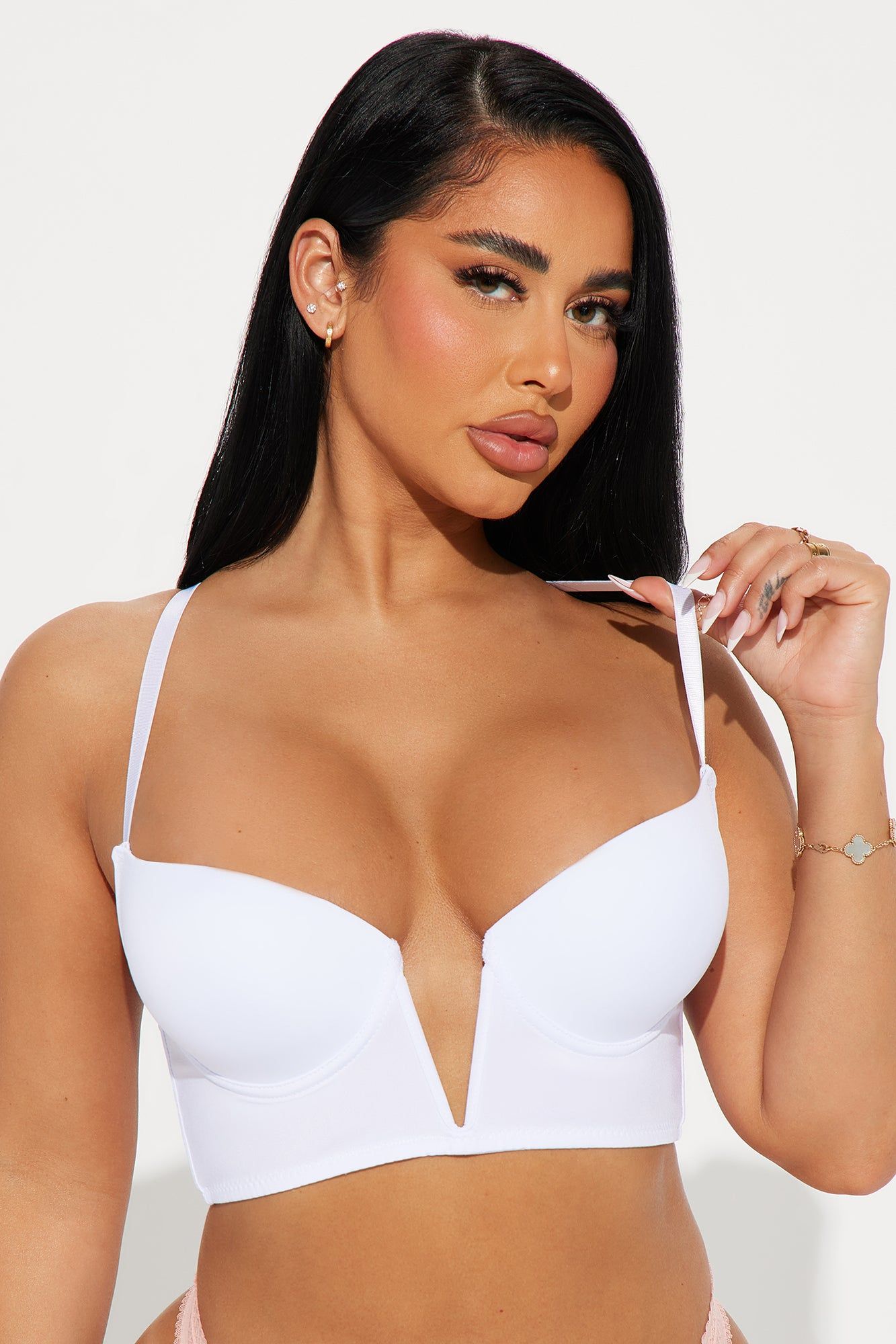 What You Need Longline Plunge Bra - White sold by Fashion Nova