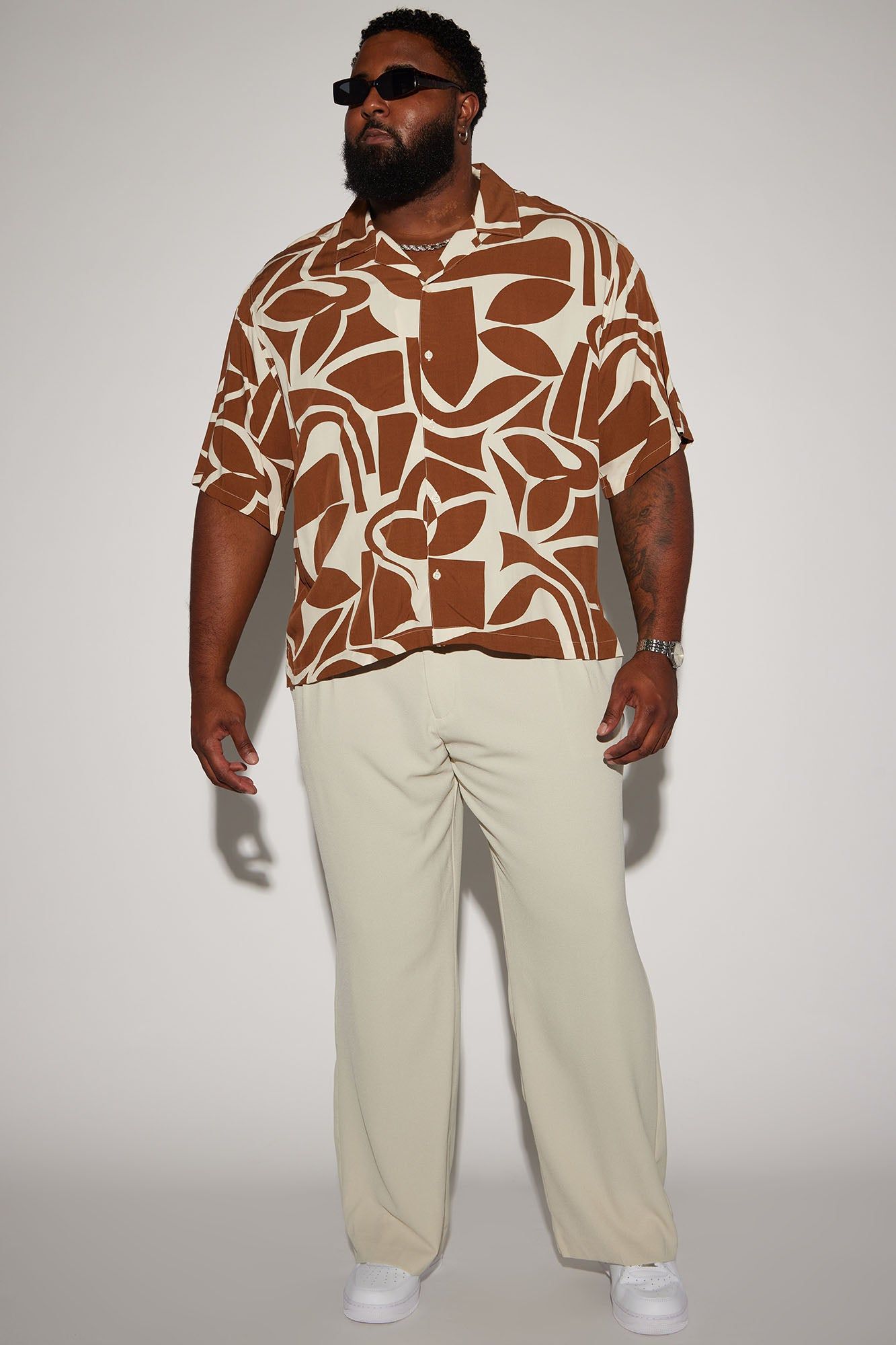 Isla Cropped Button Up Shirt - Brown/combo sold by Fashion Nova product image thumbnail 5