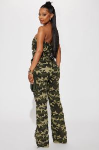 Open Up Cargo Jumpsuit  - Olive/combo sold by Fashion Nova