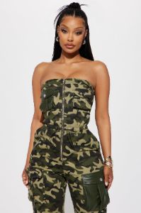 Open Up Cargo Jumpsuit  - Olive/combo sold by Fashion Nova