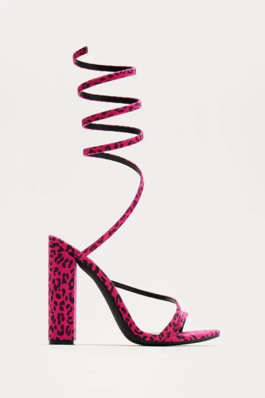 Feeling Wild Wrap Up Heels - Hot Pink sold by Fashion Nova