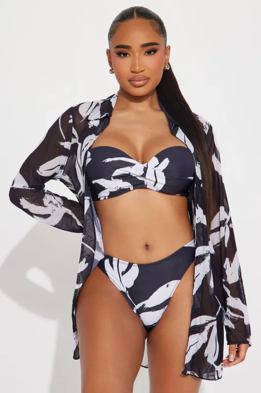 Betty 3 Piece Bikini Set - Black/White sold by Fashion Nova