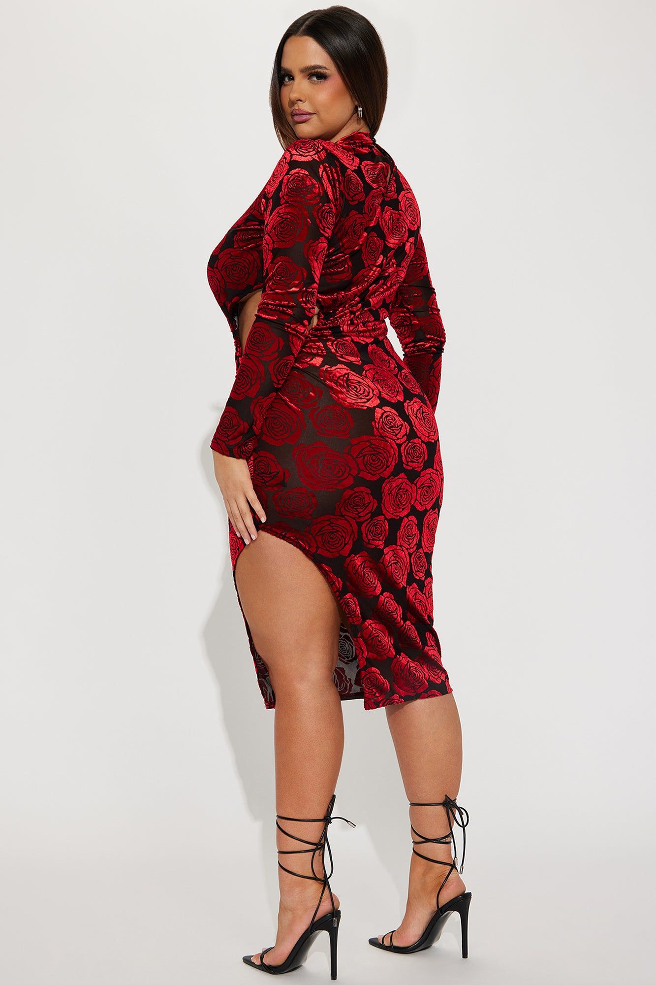 Stop And Smell The Velvet Midi Dress - Black/Red sold by Fashion Nova product image thumbnail 6