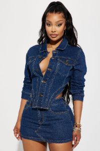 Break Free Denim Skirt Set - Dark Wash sold by Fashion Nova