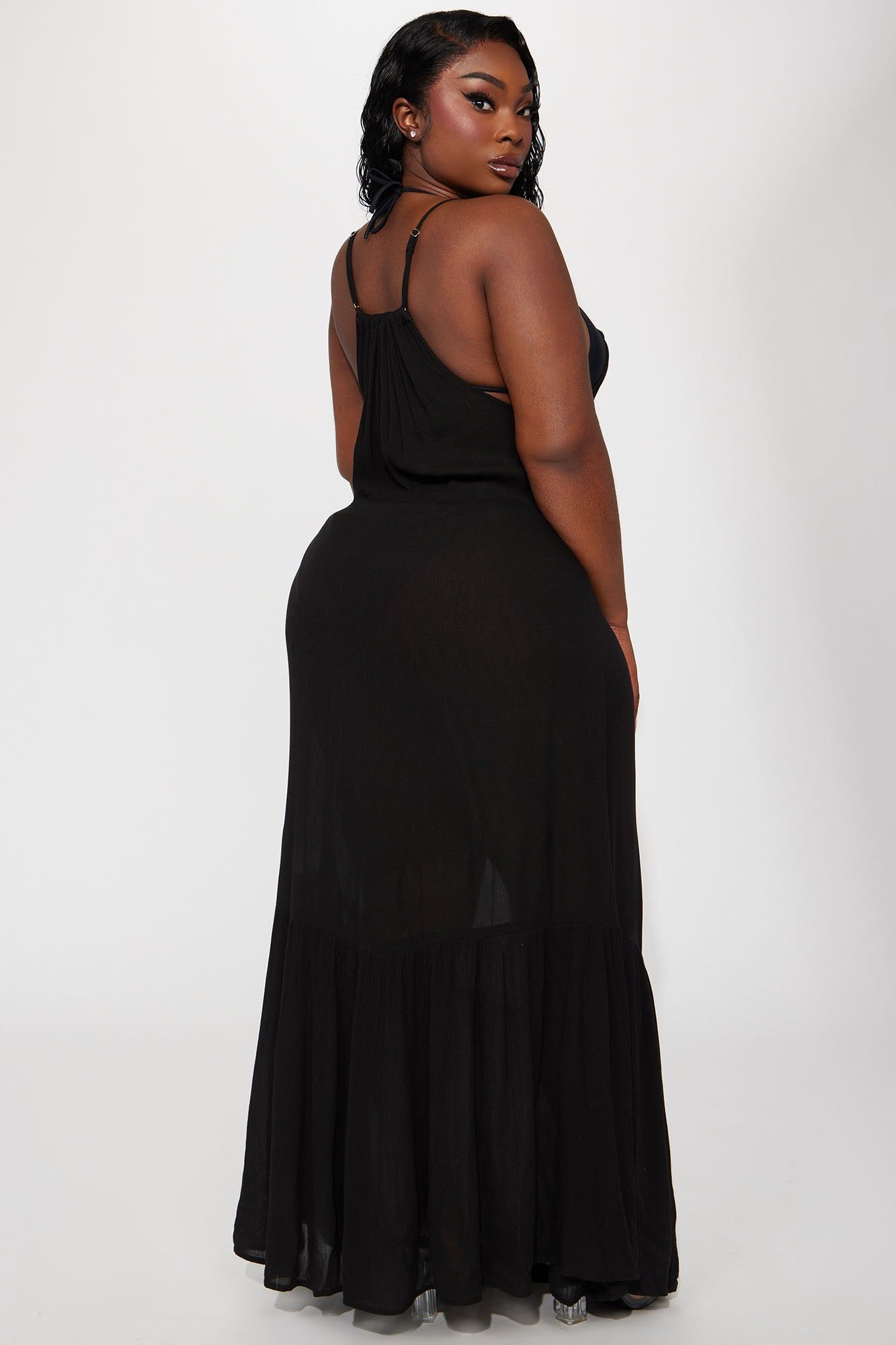 Breezy Nights Linen Swim Cover Up Racerback Dress - Black sold by Fashion Nova product image thumbnail 6