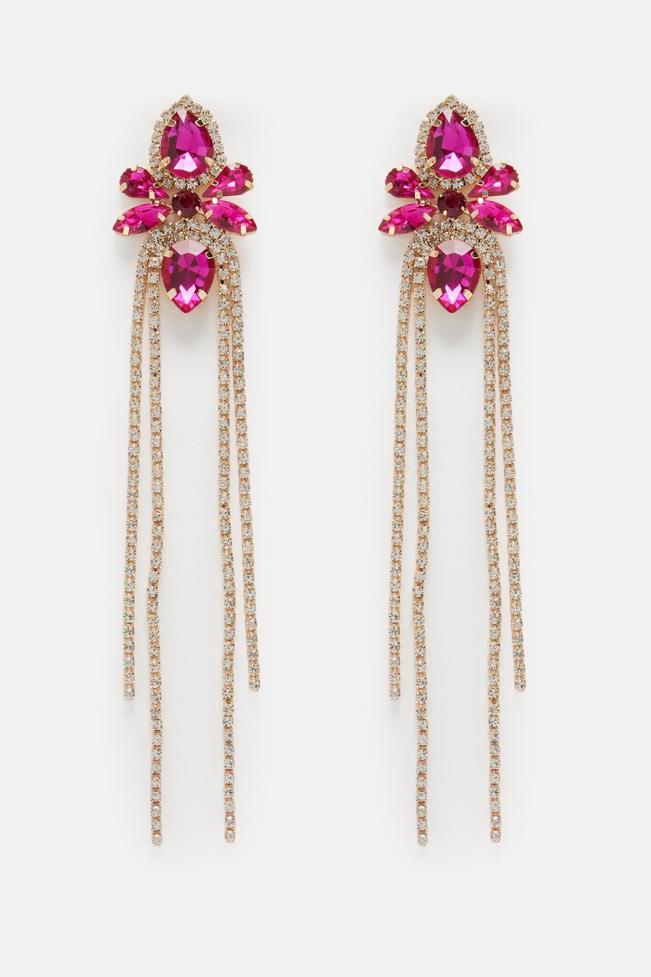 Fancy Night Out Earrings - Gold/Fuchsia sold by Fashion Nova product image thumbnail 3
