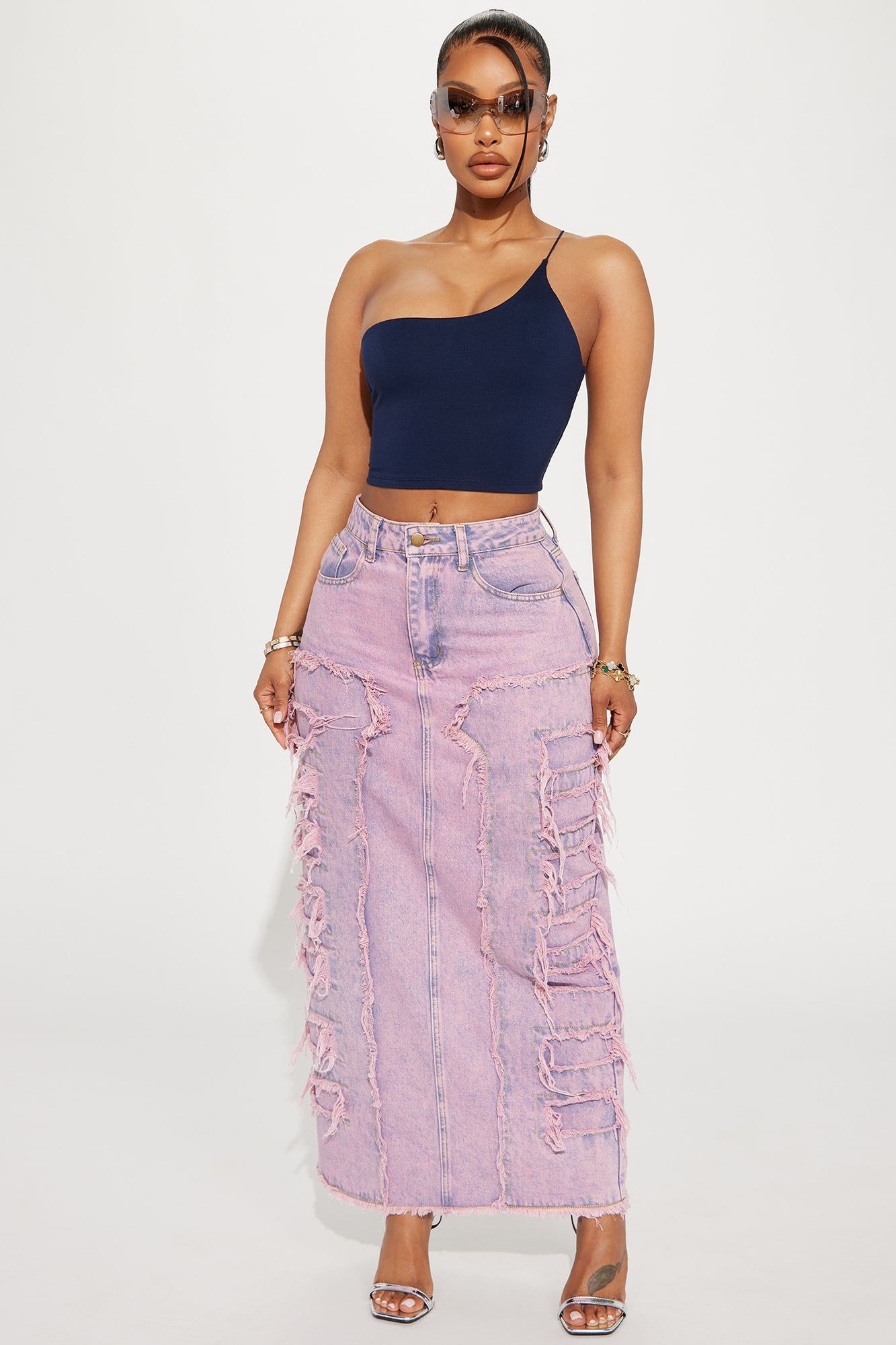Selena One Shoulder Crop Top - Navy sold by Fashion Nova product image thumbnail 2