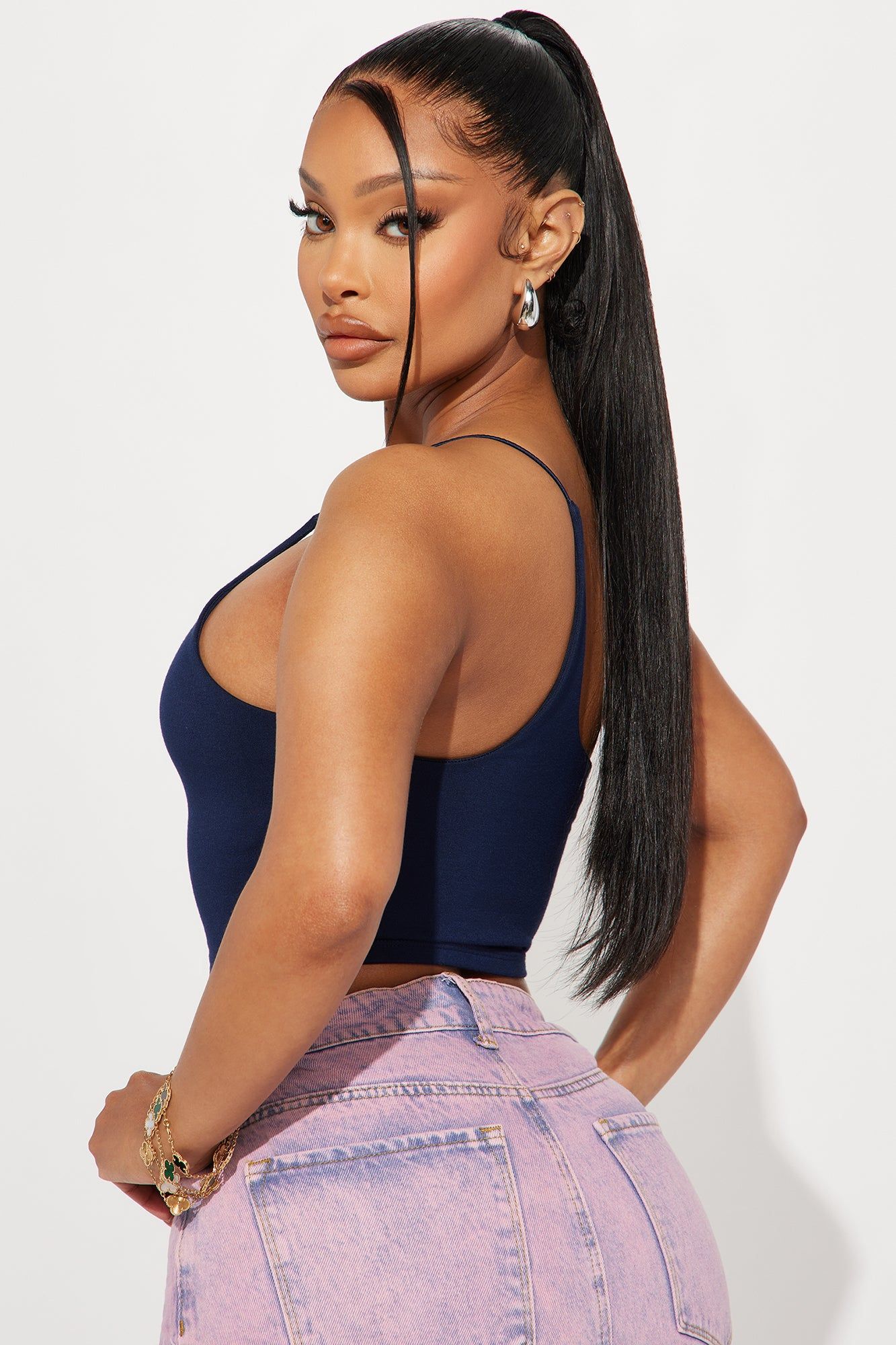 Selena One Shoulder Crop Top - Navy sold by Fashion Nova product image thumbnail 3