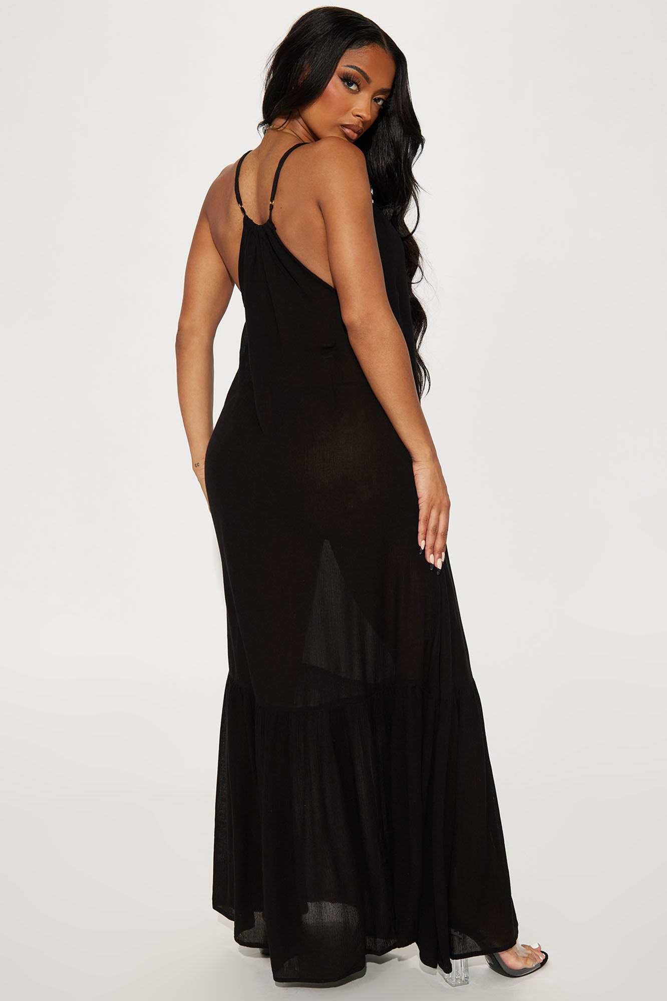 Breezy Nights Linen Swim Cover Up Racerback Dress - Black sold by Fashion Nova product image thumbnail 3