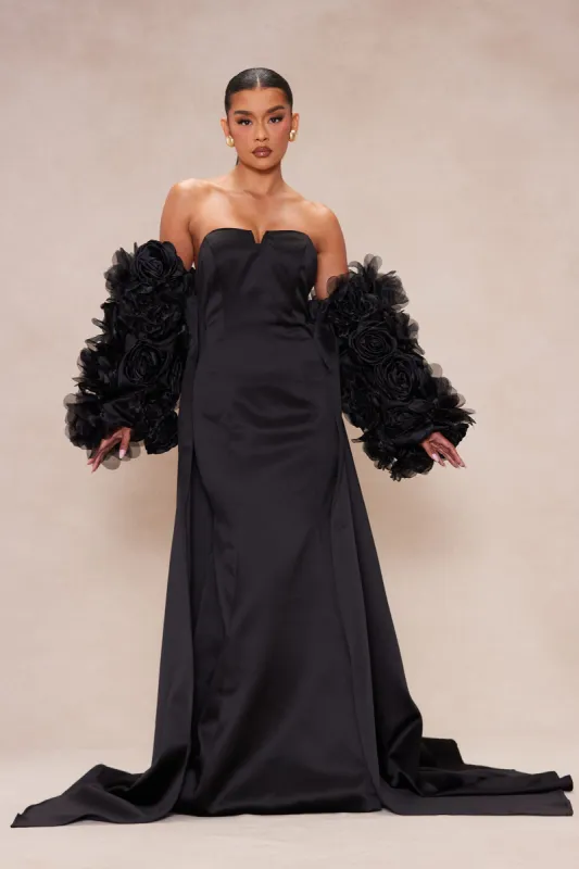 Adley Satin Gown Set - Black sold by Fashion Nova
